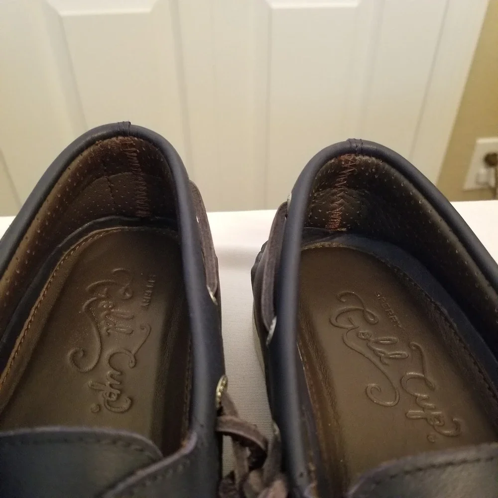 Sperry Gold Cup Authentic Boat Shoes Navy Blue Leather Mens Loafers Sz 7.5